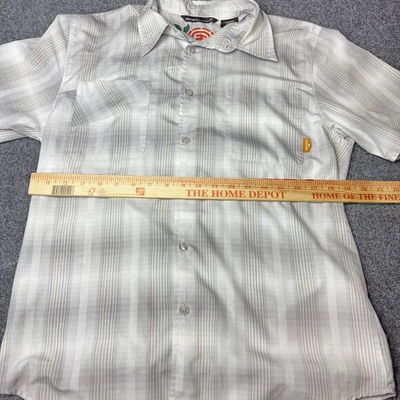 Element Wood & Thread Medium Shirt Button White Gray Plaid Striped Surf Casual - Picture 6 of 6